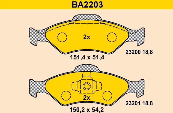 Barum BA2203 - Тормозные колодки, дисковые, комплект autospares.lv
