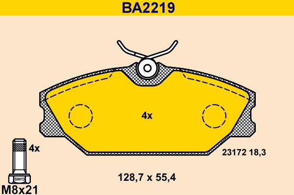 Barum BA2219 - Тормозные колодки, дисковые, комплект autospares.lv