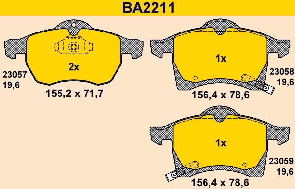 Barum BA2211 - Тормозные колодки, дисковые, комплект autospares.lv