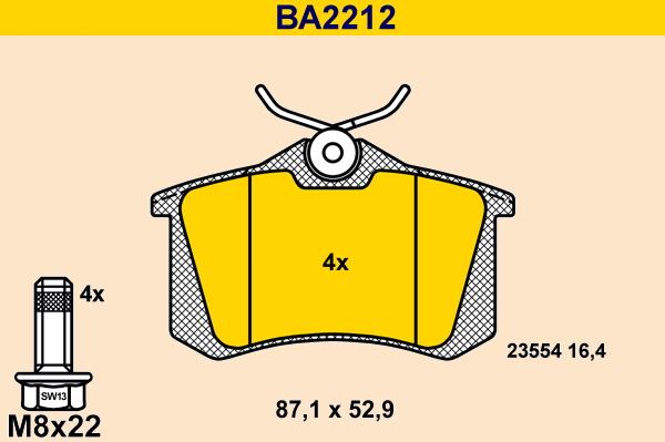 Barum BA2212 - Тормозные колодки, дисковые, комплект autospares.lv