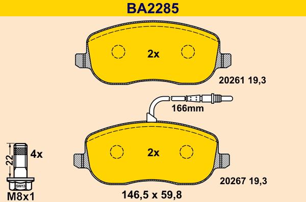 Barum BA2285 - Тормозные колодки, дисковые, комплект autospares.lv