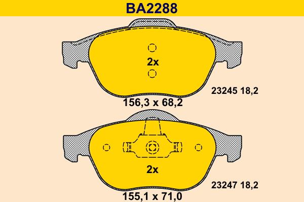 Barum BA2288 - Тормозные колодки, дисковые, комплект autospares.lv