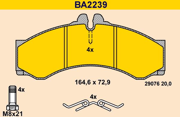 Barum BA2239 - Тормозные колодки, дисковые, комплект autospares.lv