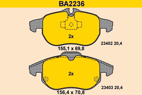 Barum BA2236 - Тормозные колодки, дисковые, комплект autospares.lv