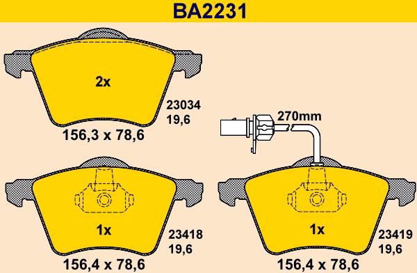 Barum BA2231 - Тормозные колодки, дисковые, комплект autospares.lv