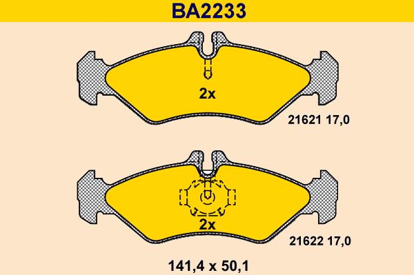 Barum BA2233 - Тормозные колодки, дисковые, комплект autospares.lv