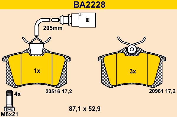 Barum BA2228 - Тормозные колодки, дисковые, комплект autospares.lv