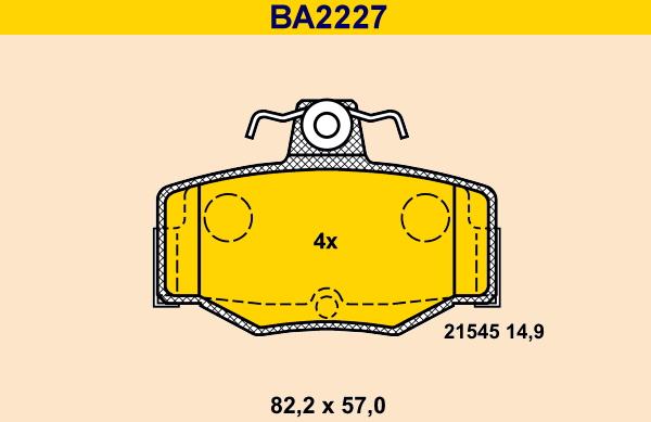 Barum BA2227 - Тормозные колодки, дисковые, комплект autospares.lv