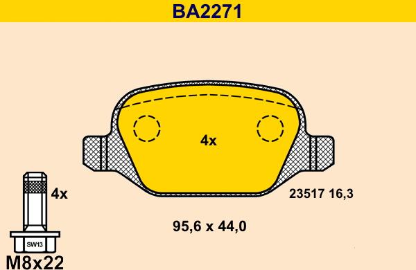 Barum BA2271 - Тормозные колодки, дисковые, комплект autospares.lv