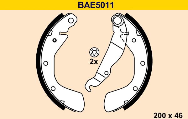 Barum BAE5011 - Комплект тормозных колодок, барабанные autospares.lv