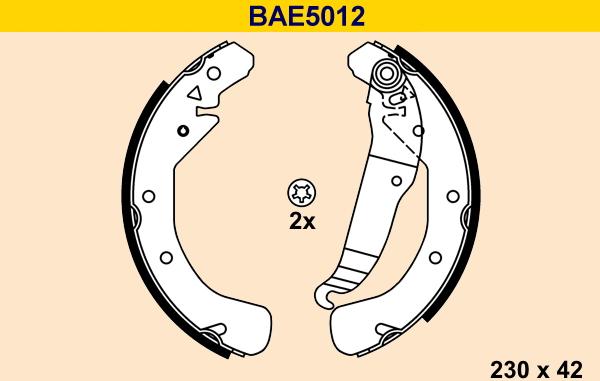 Barum BAE5012 - Комплект тормозных колодок, барабанные autospares.lv