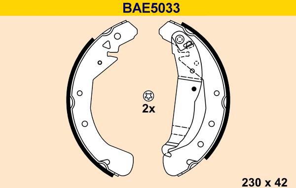 Barum BAE5033 - Комплект тормозных колодок, барабанные autospares.lv