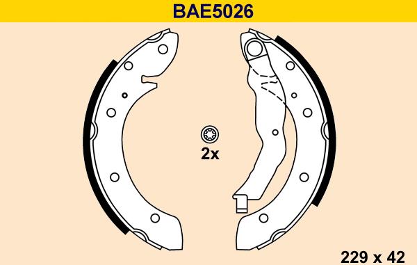 Barum BAE5026 - Комплект тормозных колодок, барабанные autospares.lv