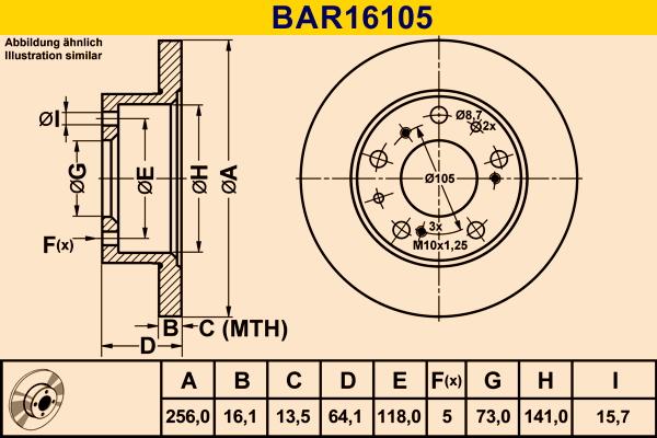 Barum BAR16105 - Тормозной диск autospares.lv