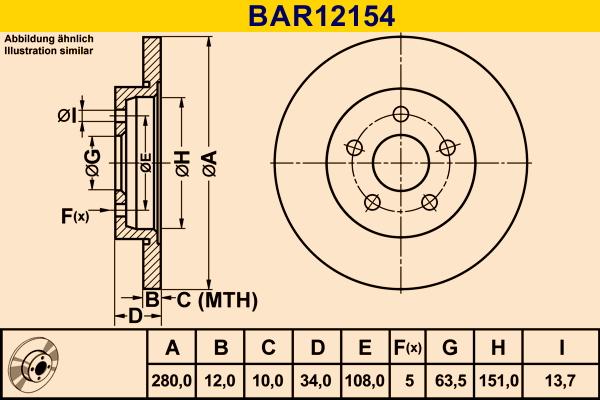 Barum BAR12154 - Тормозной диск autospares.lv