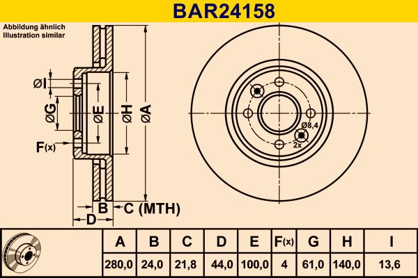 Barum BAR24158 - Тормозной диск autospares.lv