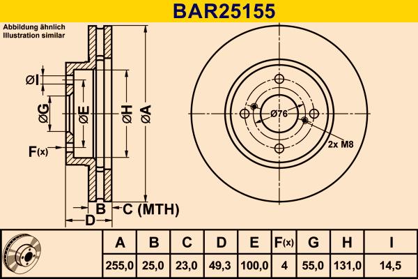 Barum BAR25155 - Тормозной диск autospares.lv