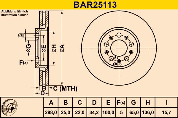 Barum BAR25113 - Тормозной диск autospares.lv