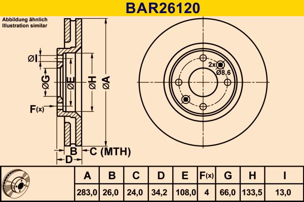 Barum BAR26120 - Тормозной диск autospares.lv