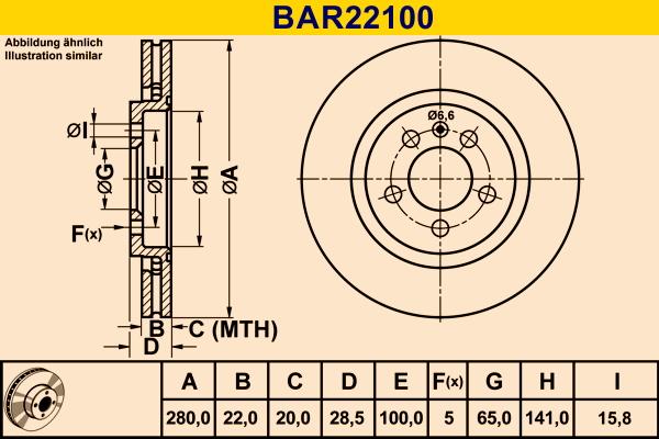 Barum BAR22100 - Тормозной диск autospares.lv