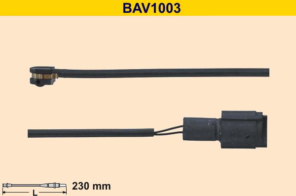 Barum BAV1003 - Сигнализатор, износ тормозных колодок autospares.lv