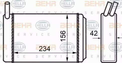 BEHR HELLA Service 8FH 351 024-211 - Теплообменник, отопление салона autospares.lv