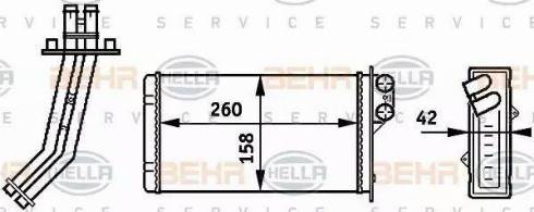 BEHR HELLA Service 8FH 351 313-311 - Теплообменник, отопление салона autospares.lv