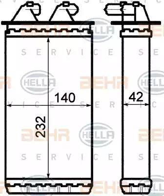 BEHR HELLA Service 8FH 351 313-201 - Теплообменник, отопление салона autospares.lv