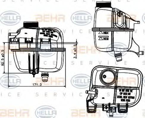 BEHR HELLA Service 8MA 376 737-221 - Компенсационный бак, охлаждающая жидкость autospares.lv