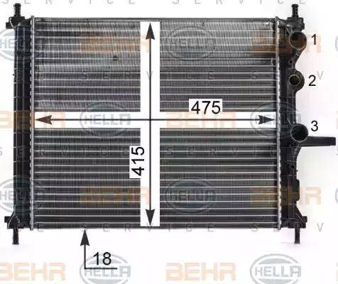 BEHR HELLA Service 8MK 376 900-091 - Радиатор, охлаждение двигателя autospares.lv