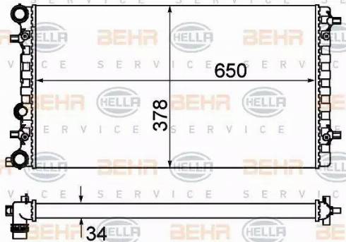 BEHR HELLA Service 8MK 376 901-091 - Радиатор, охлаждение двигателя autospares.lv