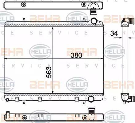 BEHR HELLA Service 8MK 376 901-031 - Радиатор, охлаждение двигателя autospares.lv