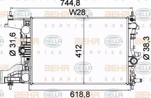 BEHR HELLA Service 8MK 376 910-241 - Радиатор, охлаждение двигателя autospares.lv