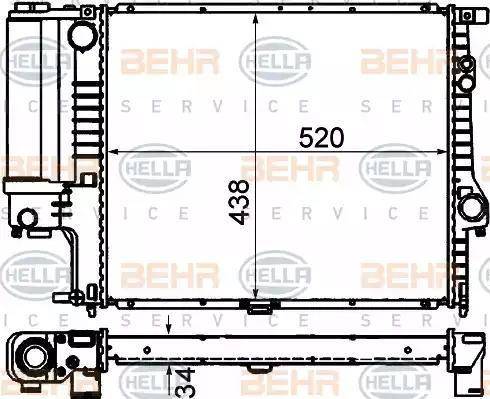 BEHR HELLA Service 8MK 376 888-134 - Радиатор, охлаждение двигателя autospares.lv