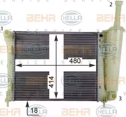 BEHR HELLA Service 8MK 376 790-054 - Радиатор, охлаждение двигателя autospares.lv