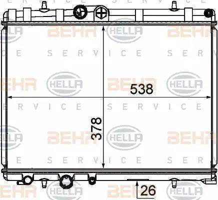 BEHR HELLA Service 8MK 376 790-121 - Радиатор, охлаждение двигателя autospares.lv