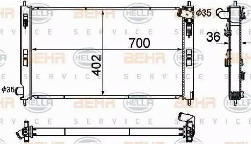 BEHR HELLA Service 8MK 376 790-351 - Радиатор, охлаждение двигателя autospares.lv