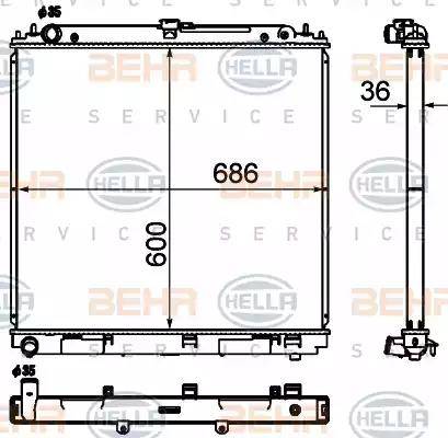 BEHR HELLA Service 8MK 376 790-311 - Радиатор, охлаждение двигателя autospares.lv