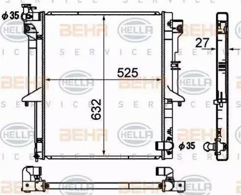 BEHR HELLA Service 8MK 376 790-331 - Радиатор, охлаждение двигателя autospares.lv