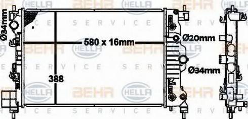 BEHR HELLA Service 8MK 376 792-771 - Радиатор, охлаждение двигателя autospares.lv