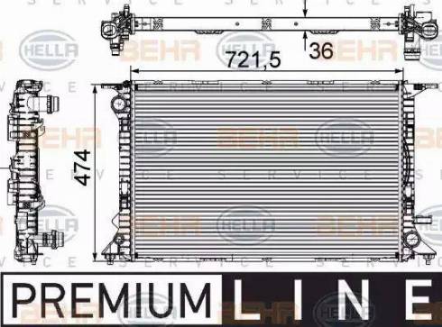 BEHR HELLA Service 8MK 376 745-641 - Радиатор, охлаждение двигателя autospares.lv