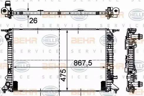 BEHR HELLA Service 8MK 376 745-634 - Радиатор, охлаждение двигателя autospares.lv