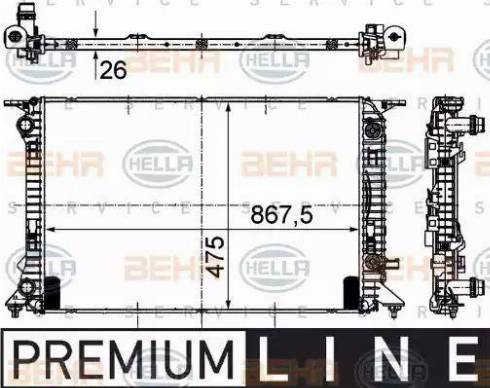 BEHR HELLA Service 8MK 376 745-631 - Радиатор, охлаждение двигателя autospares.lv