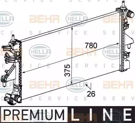 BEHR HELLA Service 8MK 376 745-091 - Радиатор, охлаждение двигателя autospares.lv