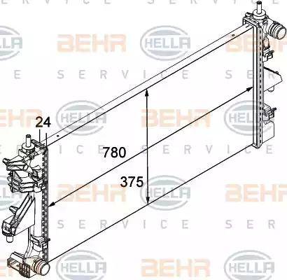 BEHR HELLA Service 8MK 376 745-034 - Радиатор, охлаждение двигателя autospares.lv