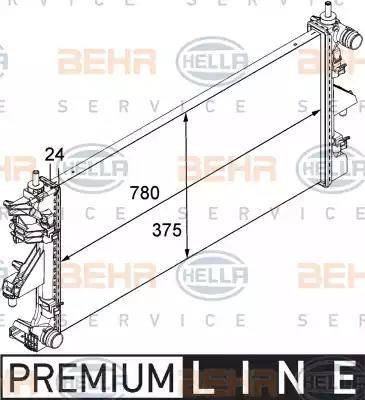 BEHR HELLA Service 8MK 376 745-031 - Радиатор, охлаждение двигателя autospares.lv