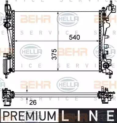 BEHR HELLA Service 8MK 376 754-571 - Радиатор, охлаждение двигателя autospares.lv