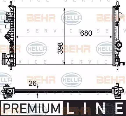 BEHR HELLA Service 8MK 376 754-351 - Радиатор, охлаждение двигателя autospares.lv