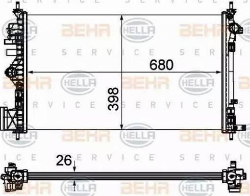 BEHR HELLA Service 8MK 376 754-331 - Радиатор, охлаждение двигателя autospares.lv