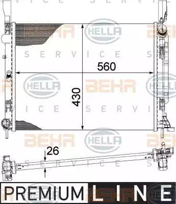 BEHR HELLA Service 8MK 376 755-501 - Радиатор, охлаждение двигателя autospares.lv